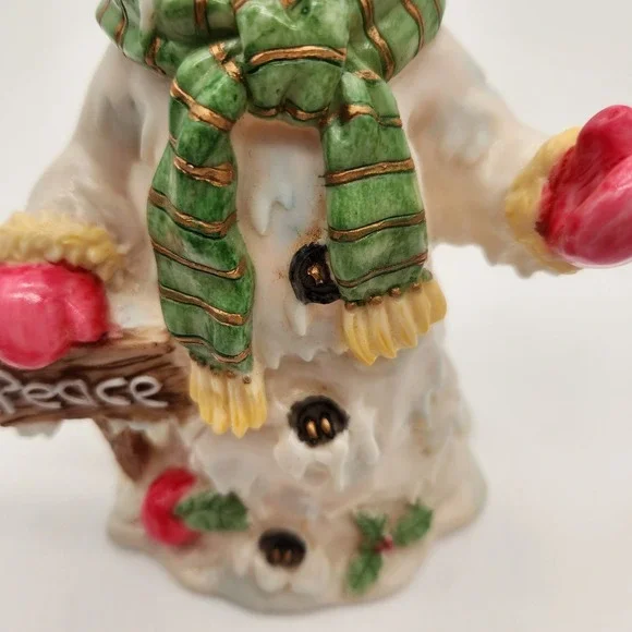 Vintage K's Collection Resin Snowman With Peace Sign Christmas Rare Holiday - Picture 3 of 9